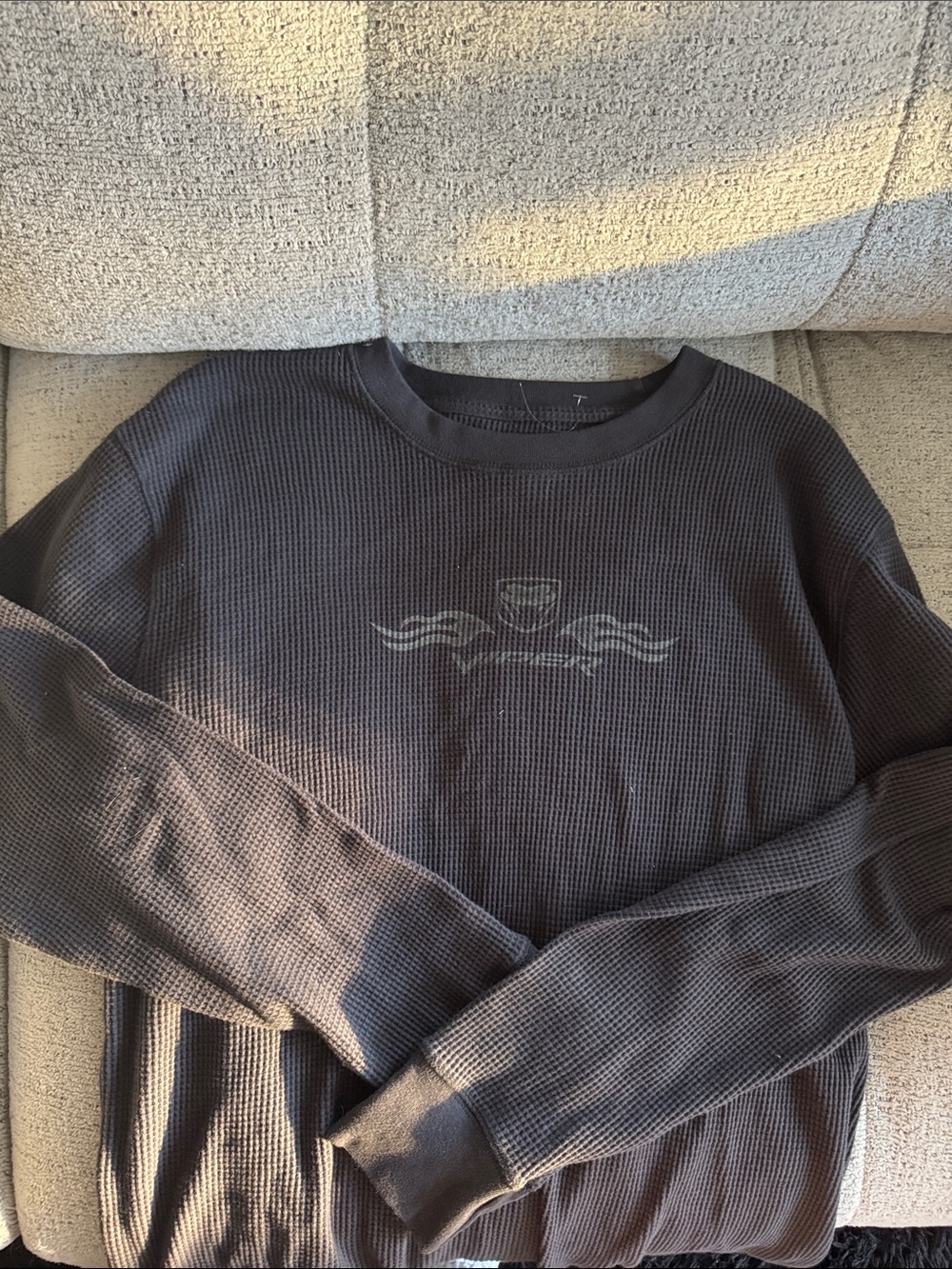 Hollister Men's Charcoal Waffle Knit Crewneck Sweater